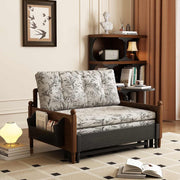 Convertible Sofa Bed with Storage Floral Print Fabric